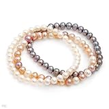 Stylish Lot - 3 Stylish Brand New Bracelets With Genuine 4-5mm Cultured Freshwater Pearls . Total item weight 24.4g Length 7in and Closeout