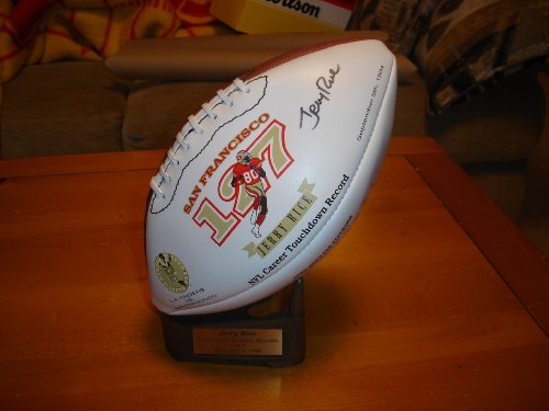 Autographed Jerry Rice San Francisco 49ers Signature Wilson Football w/ Stand