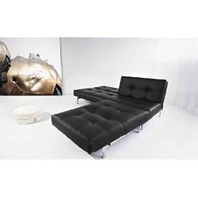 Modloft Modern Furniture: Chrystie Splitback Convertible Sofa + Chair Set (Black)