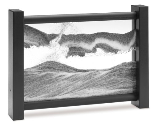 Sandbild, schwarz, Glas, Kunststoff,