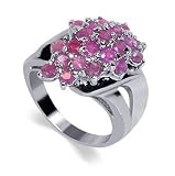 Sterling Silver Round Shaped Ruby Gemstone Polished Finished Band Ring Size7