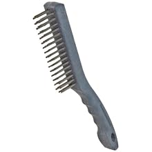 Rubbermaid Commercial FG9B4700 Wire Brush with Short Plastic Handle, Stainless Steel Bristles, 4 x 17 Bristle Pattern, 11" Length, Gray
