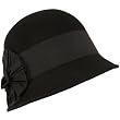 Wool Winter Cloche Bucket Bell Ribbon Bow Hat Black with Black Hatband
