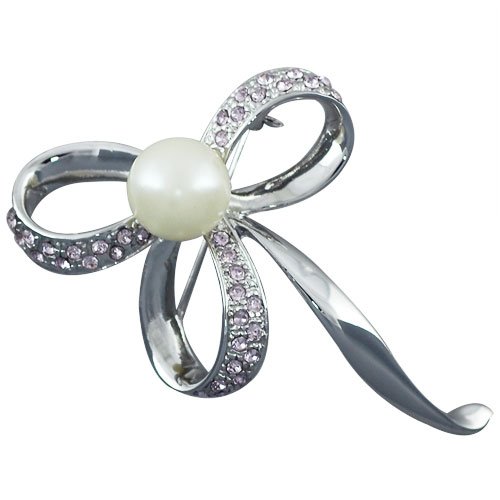 Acrylic Pearl Clover Studded Pin Brooch