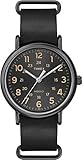 Timex T2P494AW Weekender Black Dial and Black Leather Strap
