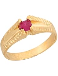 10k Yellow Gold Synthetic Ruby Thin Modern Sleek Baby Girl Ring
