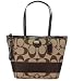 Coach Signature Stripe Book Bag Tote Mahogany Brown