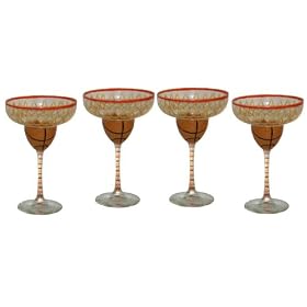 ArtisanStreet's Basketball Margarita Glasses. Set of 4 Hand Painted Margarita Cocktail... by ArtisanStreet
