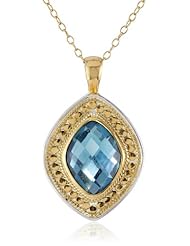 Anna Beck Designs "Gili London Blue Quartz" 18k Gold-Plated Blue Quartz Diamond Pendant Necklace, 16"