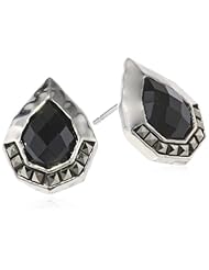 Judith Jack "Color Stud Item" Sterling Silver, Marcasite and Onyx Stud Earrings