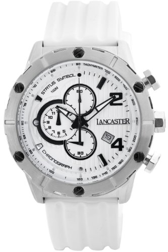 Lancaster Men's OLA0371BN Status Symbol Chronograph White Dial Silicone Watch