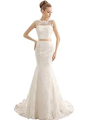 Mermaid Backless Lace Evening Dress/Wedding Party Dress  With a Ribbon 