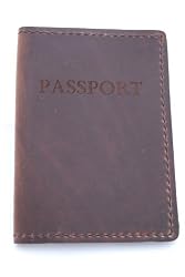 Rustic Genuine Leather Passport Holder, Dark Brown