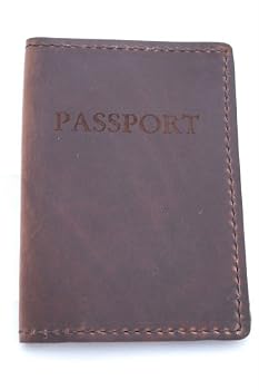Rustic Genuine Leather Passport Holder, Dark Brown