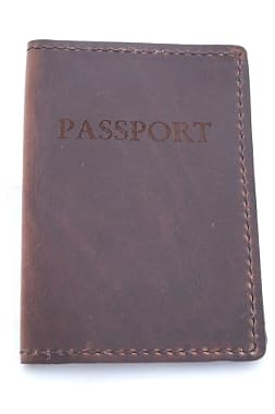 Rustic Genuine Leather Passport Holder, Dark Brown