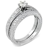 Cubic Zirconia Silver Wedding Ring Set - size 5