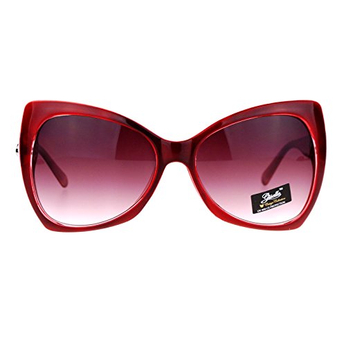 SA106 Unique Oversized Cat Eye Hybrid Butterfly Sunglasses Burgundy