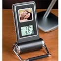 Portable Photo Frame w/Desk Clock & Thermometer