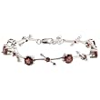 EXP Sterling Silver Round Garnet Link Bracelet with Heart Bar Accent