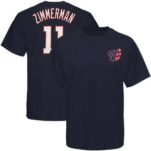 Majestic Ryan Zimmerman Washington Nationals #11 Player T-Shirt - Navy Blue (Small)