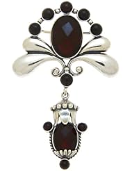 Queens Collection Faceted Cherry Amber Sterling Silver Pin