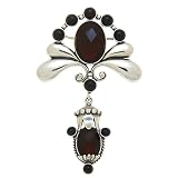 Queen Collection Certified Genuine Cherry Amber and Sterling Silver Faceted Pin