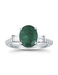 Beautiful Zambian Emerald Oval and Diamond Ring..