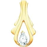 14K Gold Moissanite Pear Slide Pendant