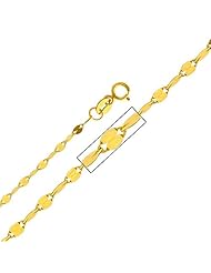 14K Yellow Gold 2mm Twisted Mirror Chain Necklace with Spring Ring Clasp - 16" Inches