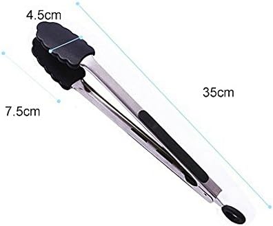 12-Inch Stainless Steel Locking Tongs with Silicone Tips, Black