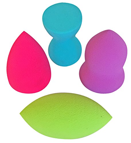 PRO Beauty Sponge Blender 4pc Set: Makeup Sponges for Blending, Highlighting and Contouring! Sheer Flawless Coverage with Liquid, Creams, and Powders; Compares to the Original