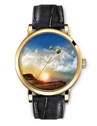 SPRAWL Aanalog Fashion Series Gold Ladies Watches of Genuine Black Leather Strap,Unique Wrist Watch for Women Girls Designed with Hot air balloons in the sky
