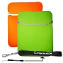 New Green / Orange Amazon Kindle DX Reversible Carrying Sleeve + Determination Hand Strap
