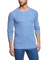 Solid Camiseta Manga Larga (Azul Claro)