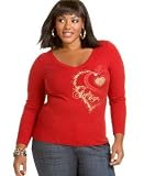 Apple Bottoms - Apple Bottoms Plus Size Classic V-Neck Sweater