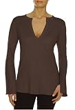  : Beyond Yoga Pima Modal Long Sleeve Henley (Dark Brown, Small)