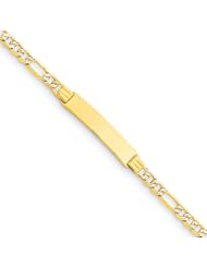 14k 6" Pave Figaro Link ID Child Bracelet Length 6"