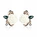 Merdia Charming Peony Flower Clip Earrings with Green leaves for Women | Clip Earrings for Women | Non Pierced Floral Earrings Clip on Earrings | Clip-On Backs Flower Earrings for Women