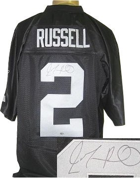 Jamarcus Russell Autographed/Hand Signed Oakland Raiders Black Reebok EQT Jersey