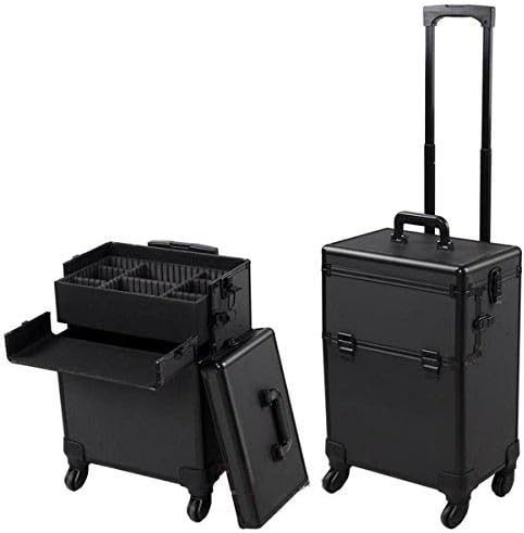 4-wheel Rolling 2in1 Makeup Train Cosmetic Case Black