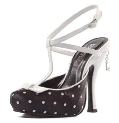 Women's Black and White Polka Dots High Heel Shoes - Size 6