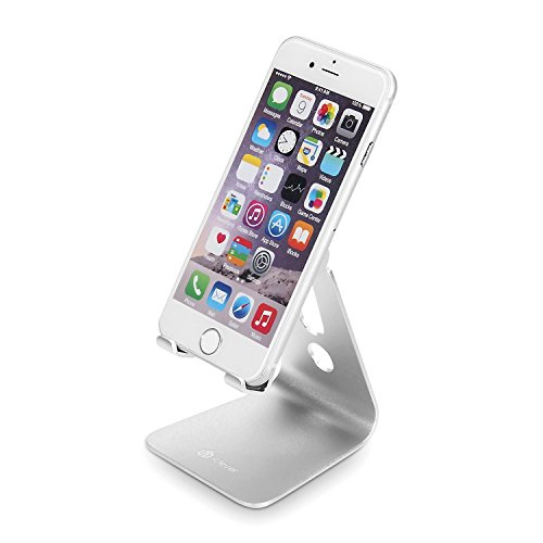 iClever IC-CS01 Desktop Aluminum Stand for Cellphone, Tablet, E-reader and More, Adjustable Viewing Angle, Silver