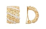 JanKuo Jewelry Gold Tone Clip On Earring with Cyrstal Stone Interlacing Ship with Gift Box