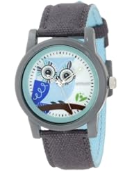Sprout Womens ST/5512MPGY Grey Organic Cotton Strap Blue Owl Dial  Watch