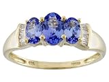 10KT .85CTW TANZANITE AND DIAMOND ACCENT RING ERV=$600