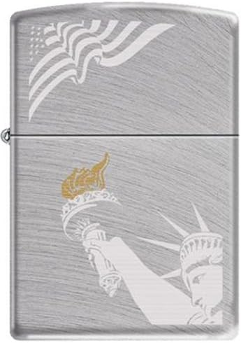 Lady Liberty and American Flag Patriotic Zippo Lighter