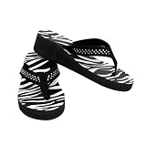 Zebra BLING Sz 7/8 Medium Crystal & Rhinestone Accented Straps Wedge Flip Flop By Jersey Bling
