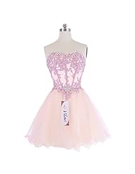 Strapless Sweetheart Tulle Short Fitted Lace Homecoming Dress 