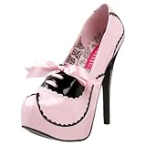Bordello By Pleaser Women's Teeze-01 Platform Pump,Black/Pink Patent,10 M US