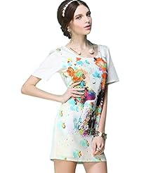 Short Sleeves Empire   Waistline Floral Print Above the Knee Vintage Chiffon Bodycon Dress/Mini Dress 